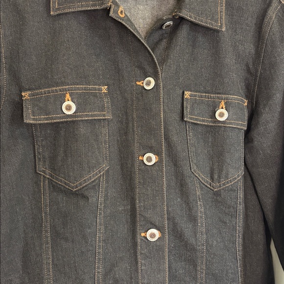 Ann Taylor Denim Jean Jacket Black Vintage Size Large - Picture 6 of 12